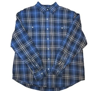 Timberland Plaid Shirt Mens XL Casual Button Up Shirt Long Sleeve Blue Cotton